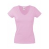 TEE-SHIRT COL V FEMME FRUIT-OF-THE-LOOM : VALUEWEIGHT LIGHT PINK
