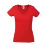TEE-SHIRT COL V FEMME FRUIT-OF-THE-LOOM : VALUEWEIGHT ROUGE