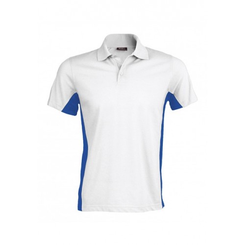 POLO BICOLORE MANCHES LONGUES HOMME KARIBAN BLANC&BLEU ROI