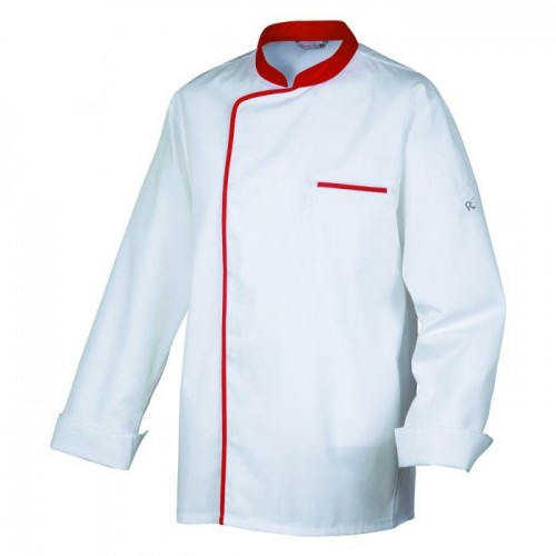 VESTE DE CHARCUTIER HOMME ML ROBUR ENERGY BLANC ROUGE