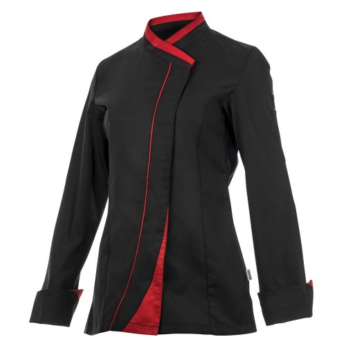 VESTE DE CUISINE FEMME LAFONT SAFFRON NOIR/ROUGE