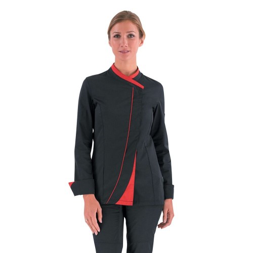 VESTE DE CUISINE FEMME LAFONT SAFFRON NOIR/ROUGE