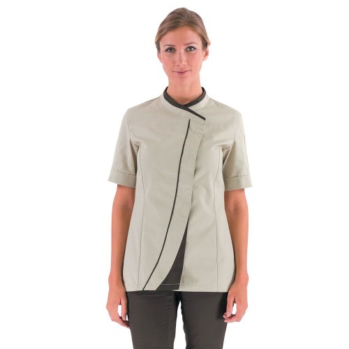 VESTE DE PATISSIER/CHOCOLATIER FEMME LAFONT GINSENG BEIGE/CHOCO